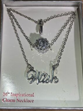 NWT Paige-Harper fine silver-plated layered necklace featuring a wishbone